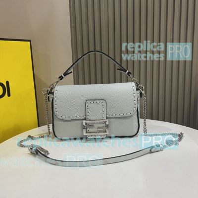 Replica Fend--i Baguette Mini Selleria Handbag Light Blue